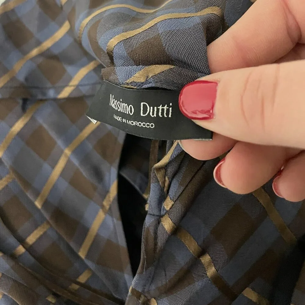 Massimo Dutti Womens Dress EU 38
US 6 Plaid Halter Neck Blue Brown NWT - Picture 9 of 15